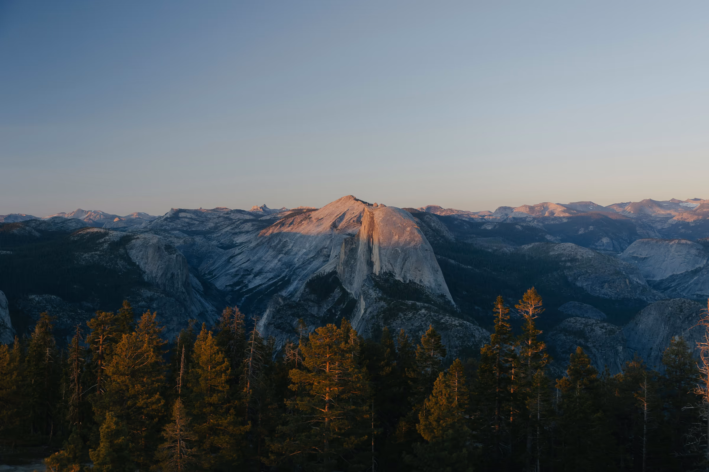 Half Dome mountain at sunset